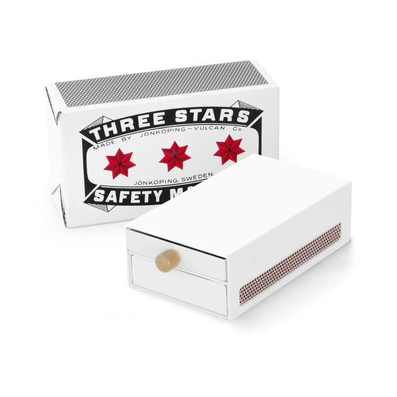 Solstickan Design Three Stars matchbox holder large White