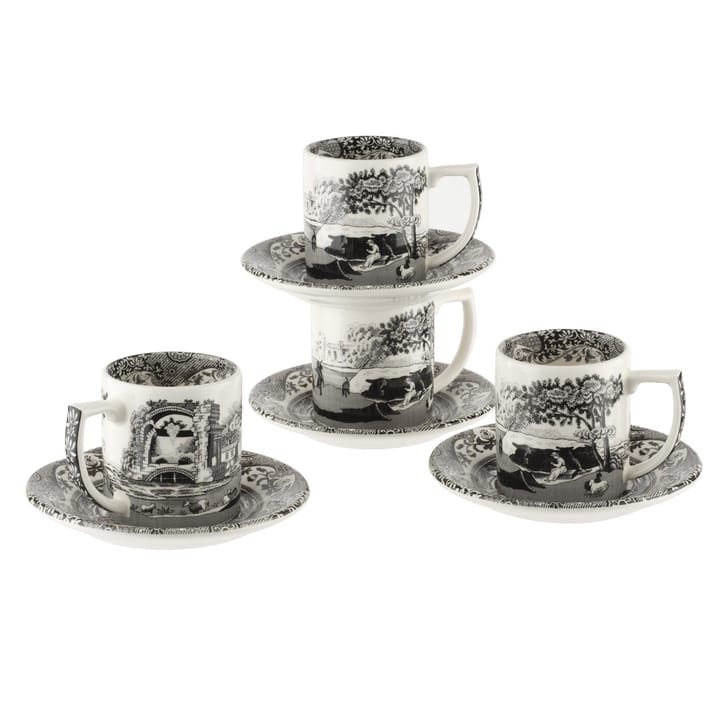 Black Italian espresso cup with saucer 4-pack - 9 cl - Spode