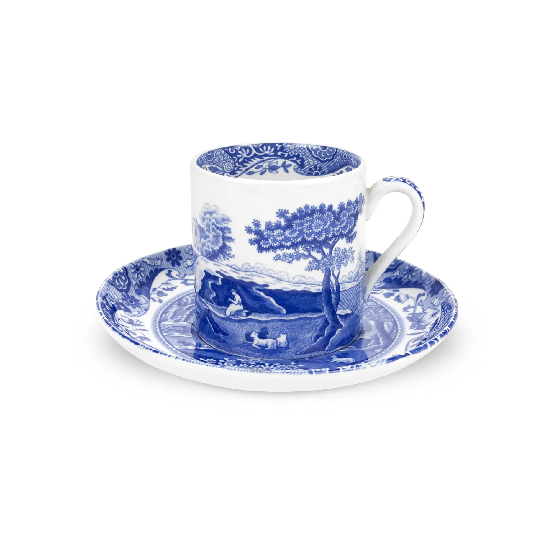 Blue Italian coffee cup and saucer, 9 cl/ 3 oz Spode