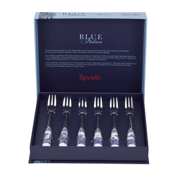 Blue Italian dessert fork 6-pack - Ceramic-stainless steel - Spode