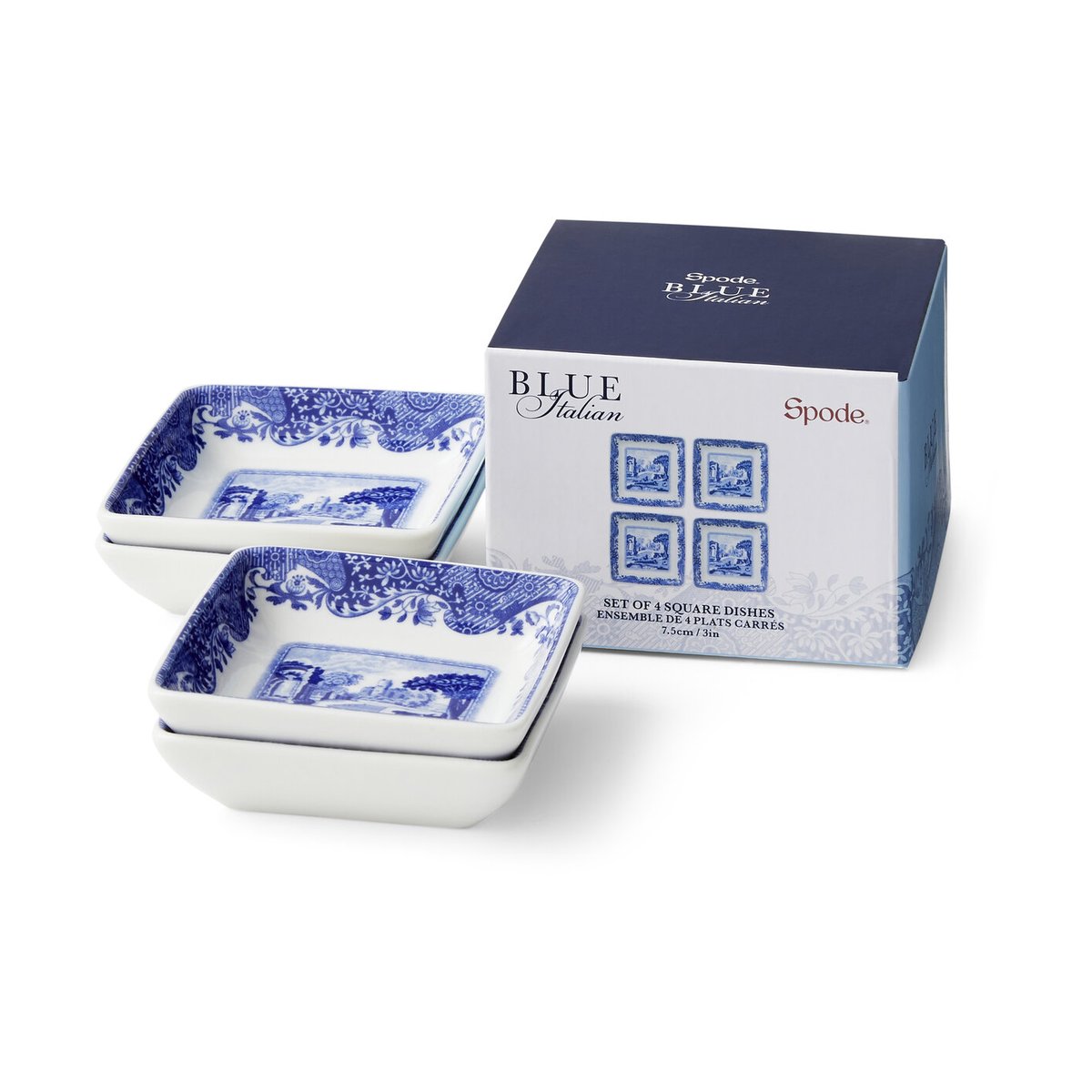 Spode Blue Italian tile 8x8 cm 4-pack Blue-white | Scandinavian Design | Serving platters & dishes | Blue