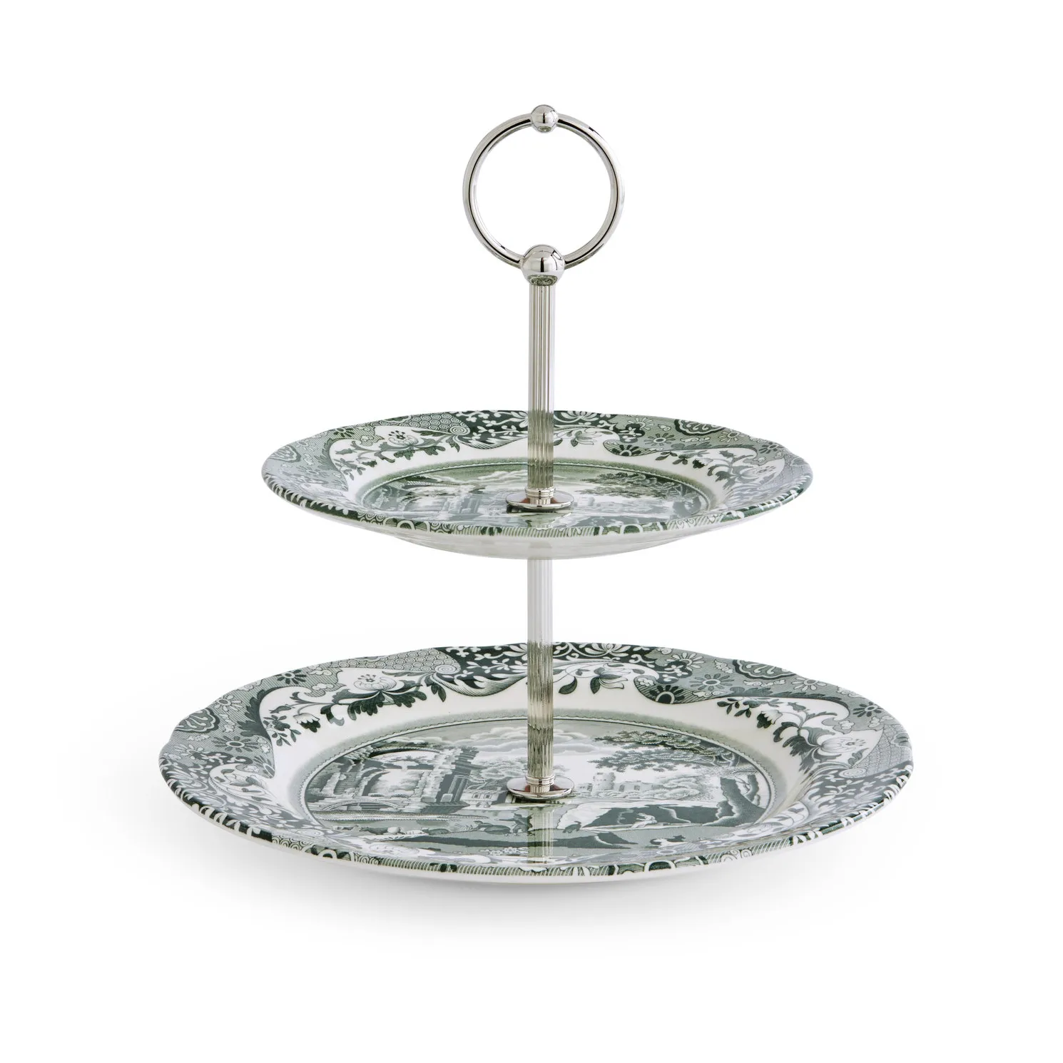 Heritage Green Italian cake stand, Green, 2 tiers Spode