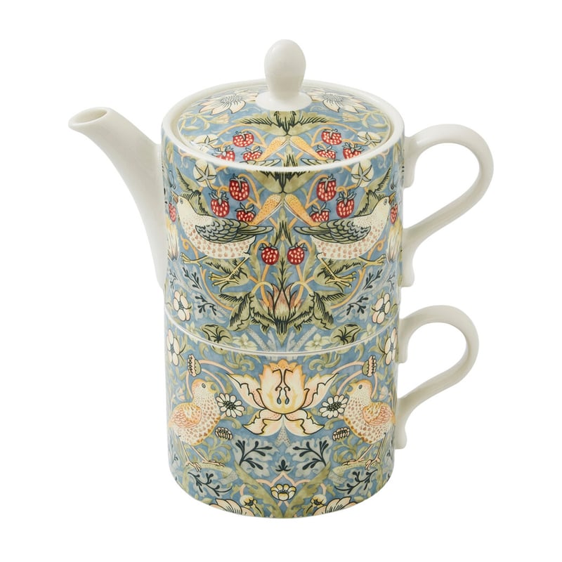 Spode Strawberry Thief teapot and teacup Grey