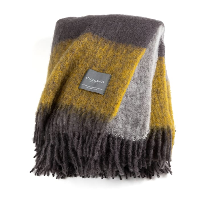 Mohair blanket - mustard & charcoal stripe - Stackelbergs