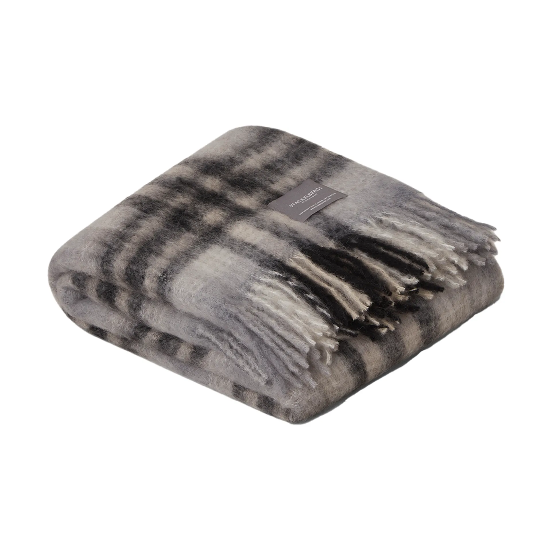 Mohair throw, Black & Slate Check Stackelbergs