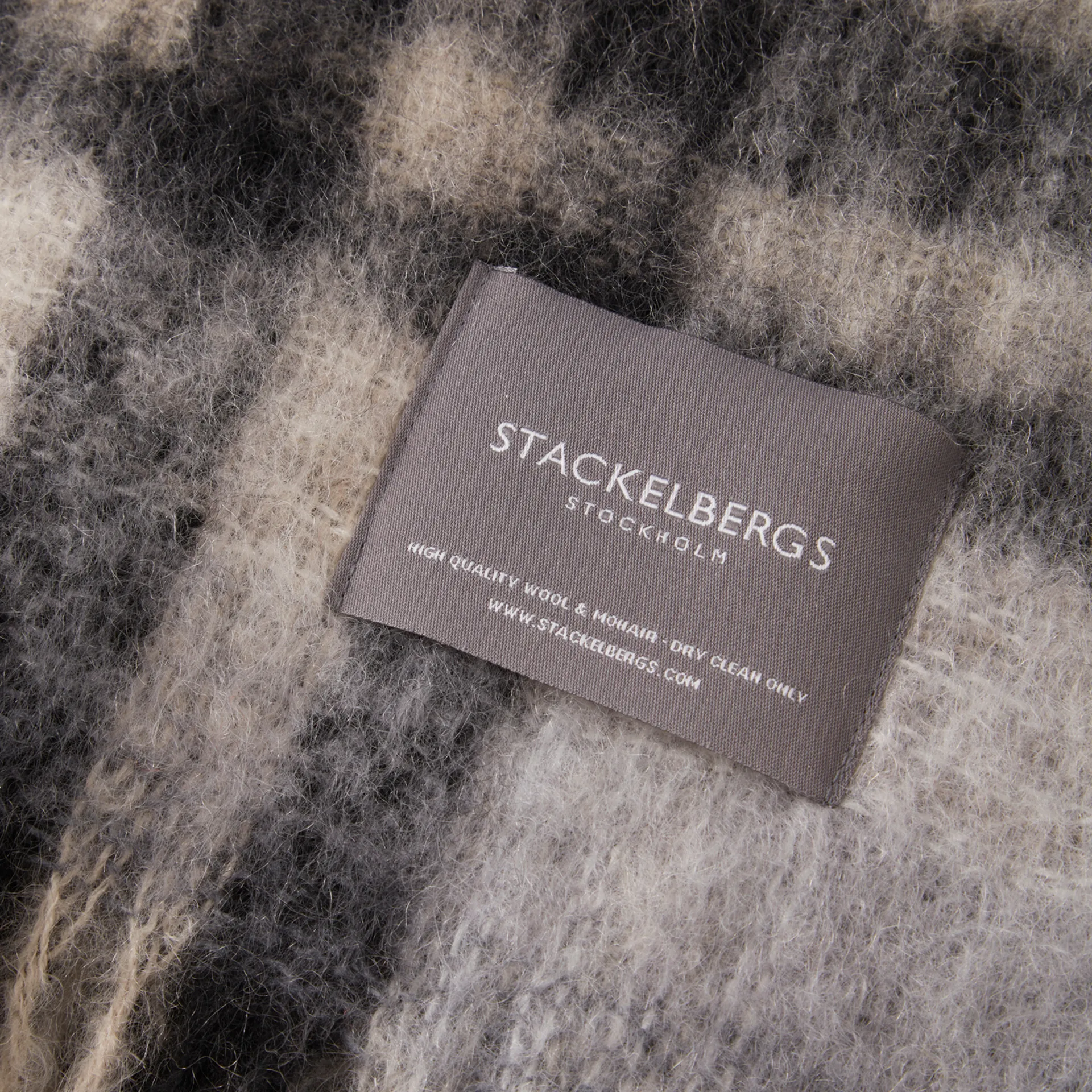 Mohair throw, Black & Slate Check Stackelbergs