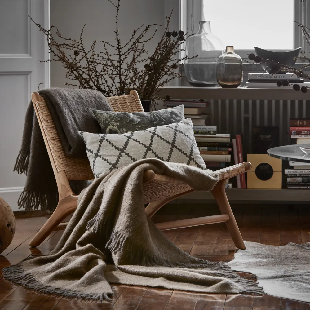 Mohair throw, Sea foam & green bay melange Stackelbergs