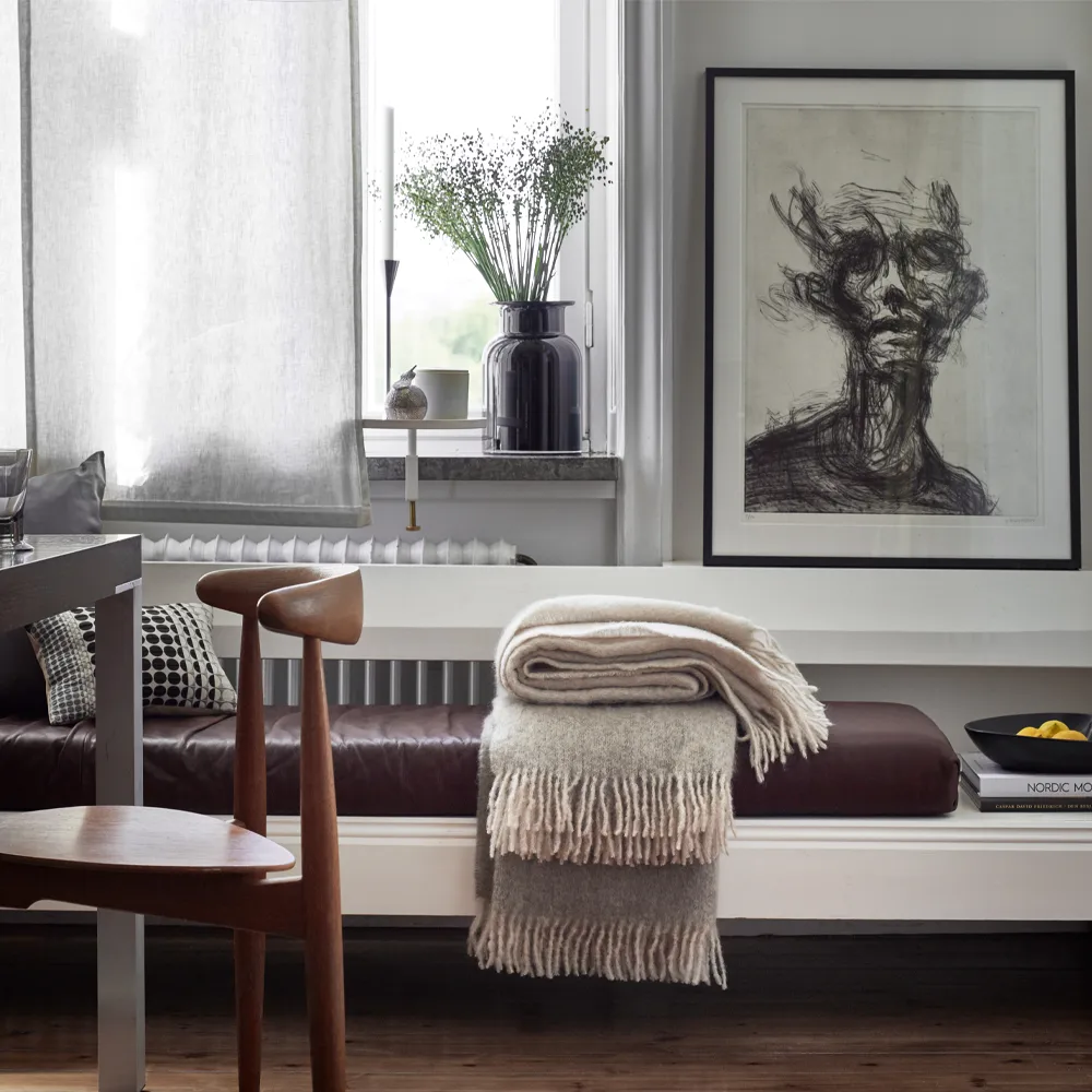 Mohair throw, Sea foam & green bay melange Stackelbergs