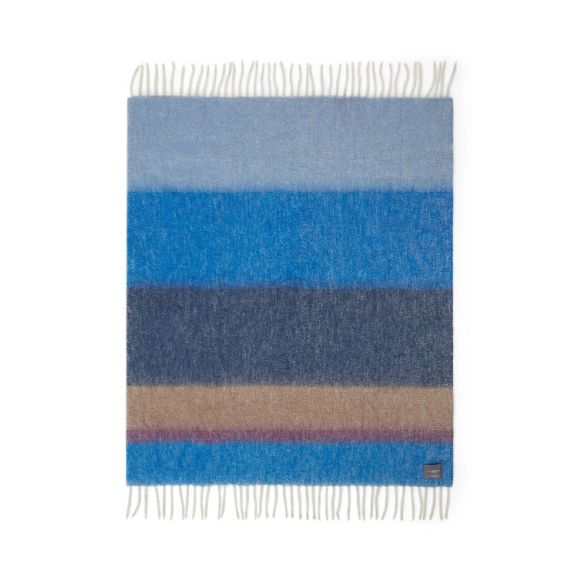 Mohair throw, Stripe Blue, Azure & Camel Stackelbergs