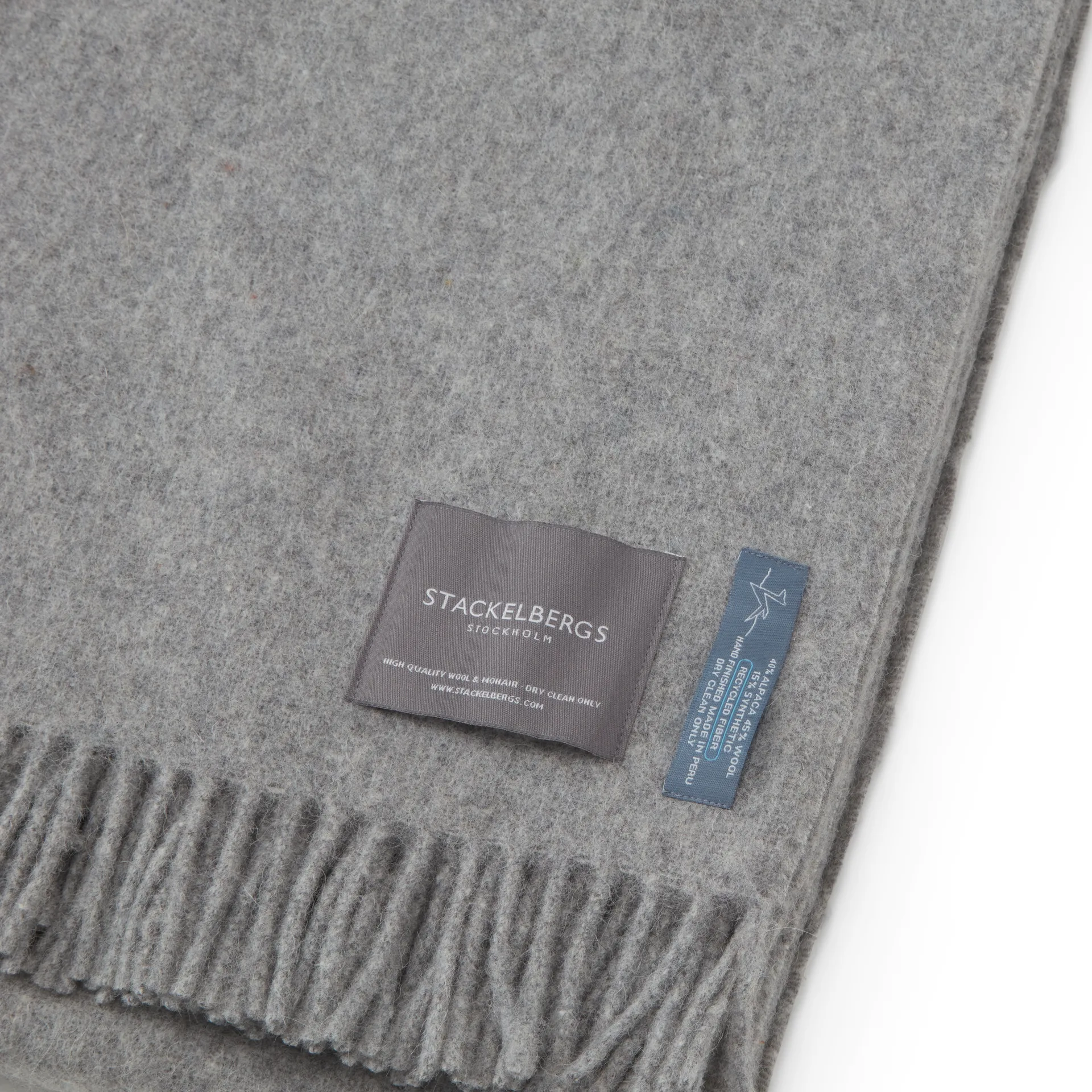 Recycled Alpaca throw 140x180 cm, Light grey Stackelbergs