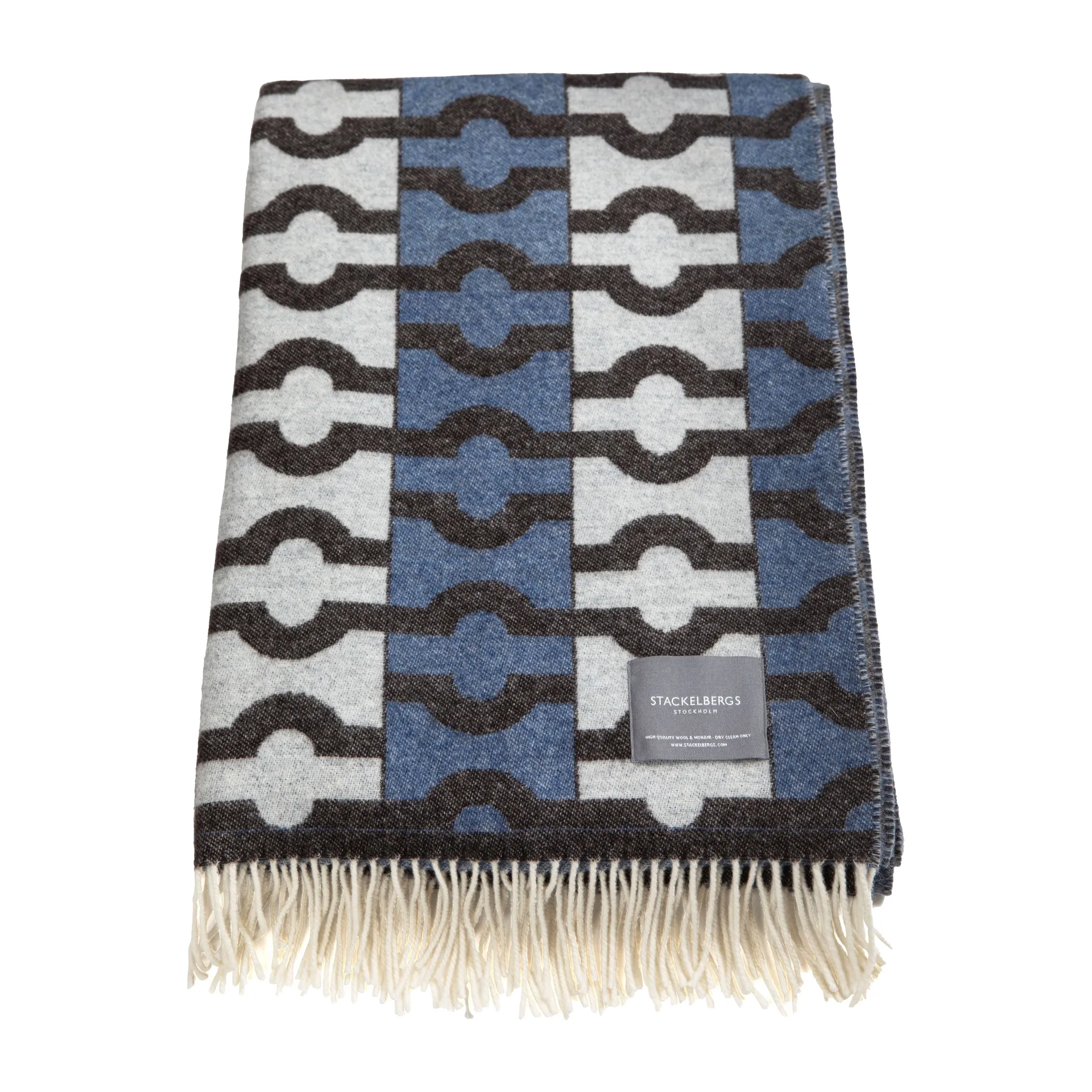 Wallpaper throw, Blue. brown & white Stackelbergs