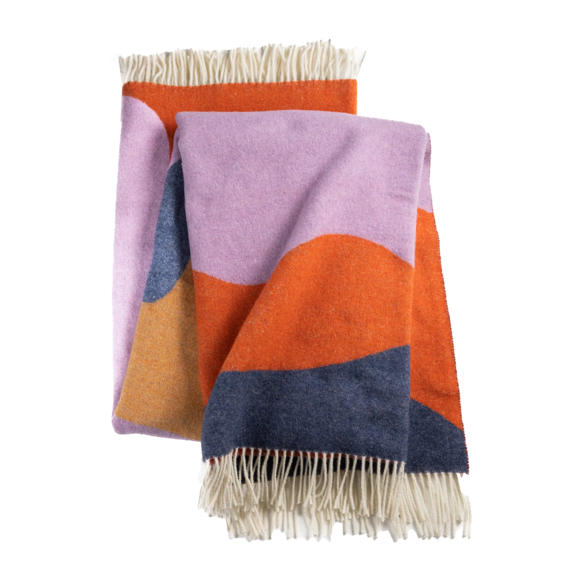 Wave throw, Coral. ocra. blue & lilac Stackelbergs