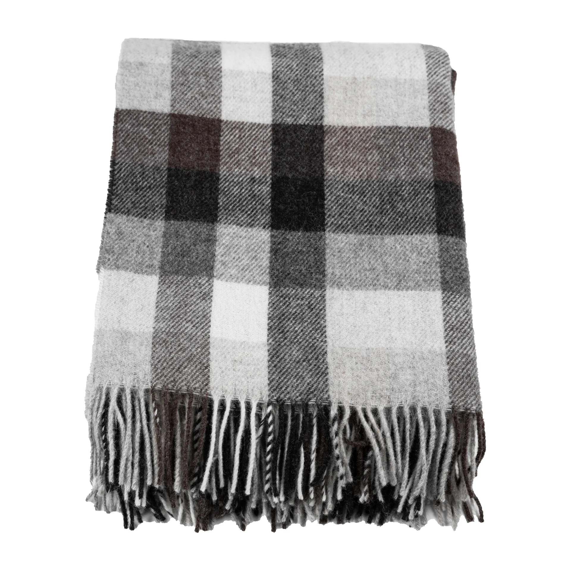 Wool blanket checked 130x170 cm, Grey-brown-white Stackelbergs