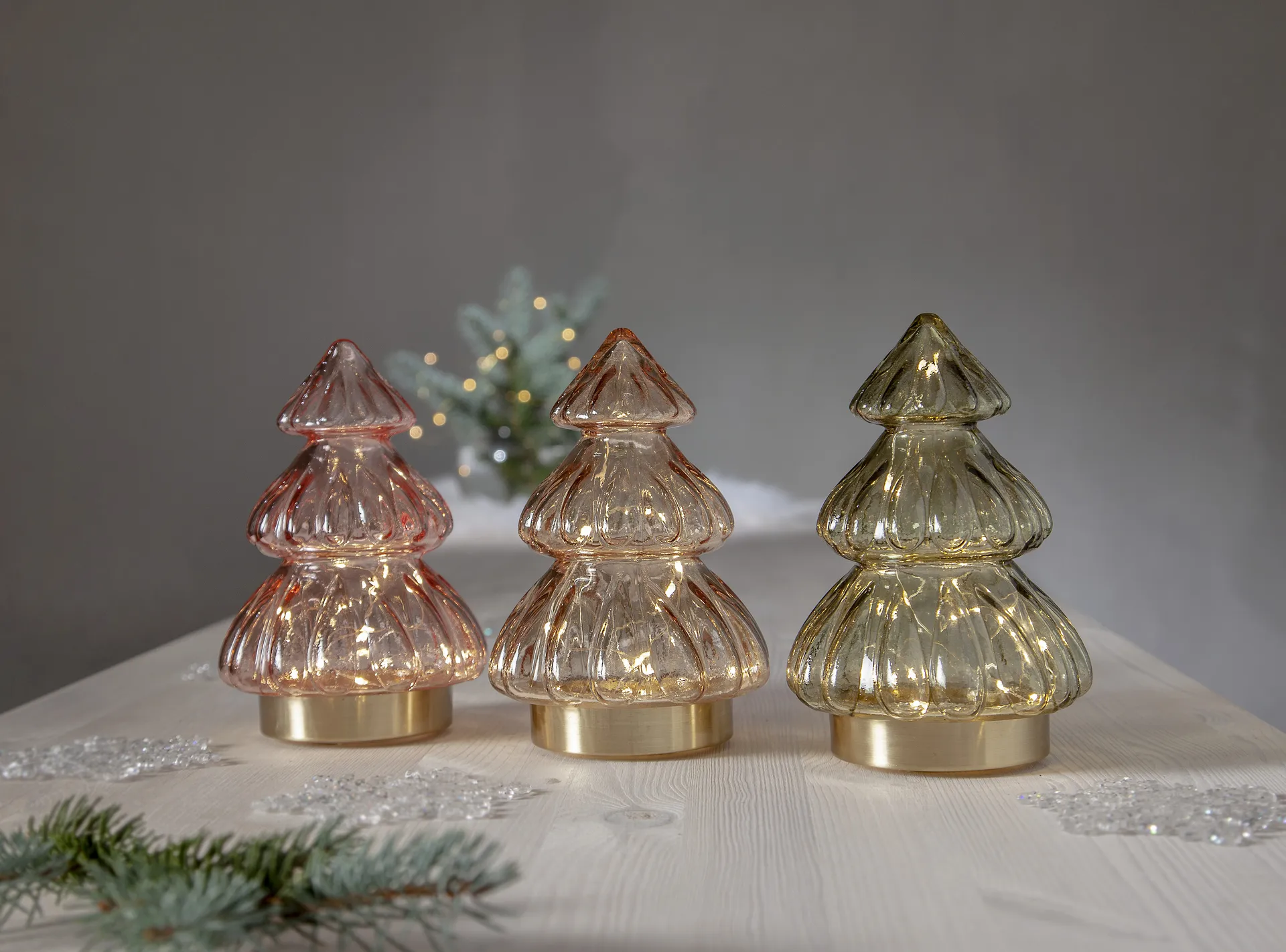 Abete table decoration Christmas lights 18 cm, Beige Star Trading