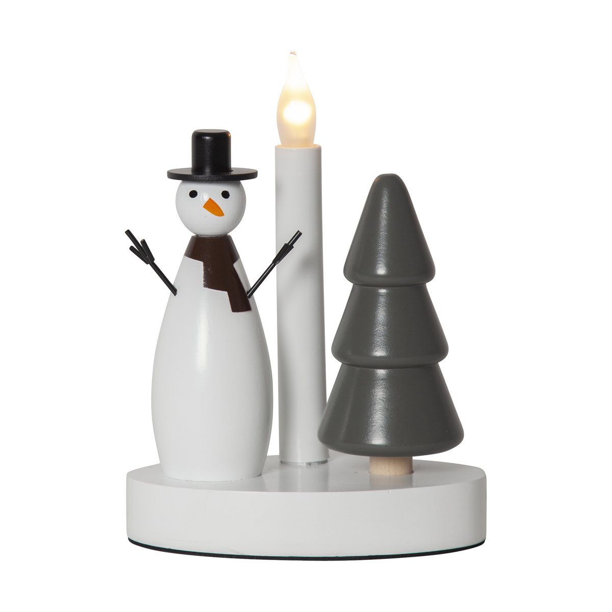 Star Trading Christmas Joy candlestick Snowman | Scandinavian Design | White