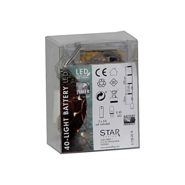 Dew Drop light strand LED with battery - 4 m, silver wire - Star Trading