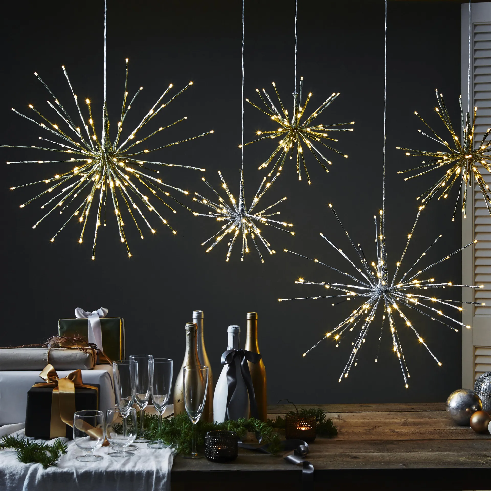 Firework hanging decoration 30 cm, silver Star Trading