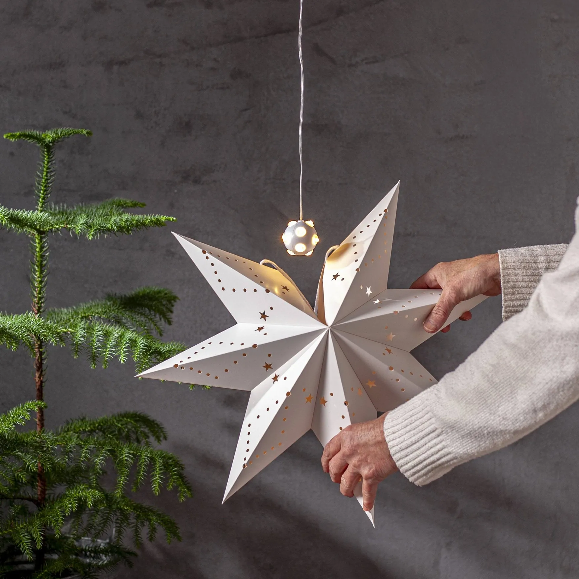 Lighty string lights, bulb for Advent star, White ball Star Trading