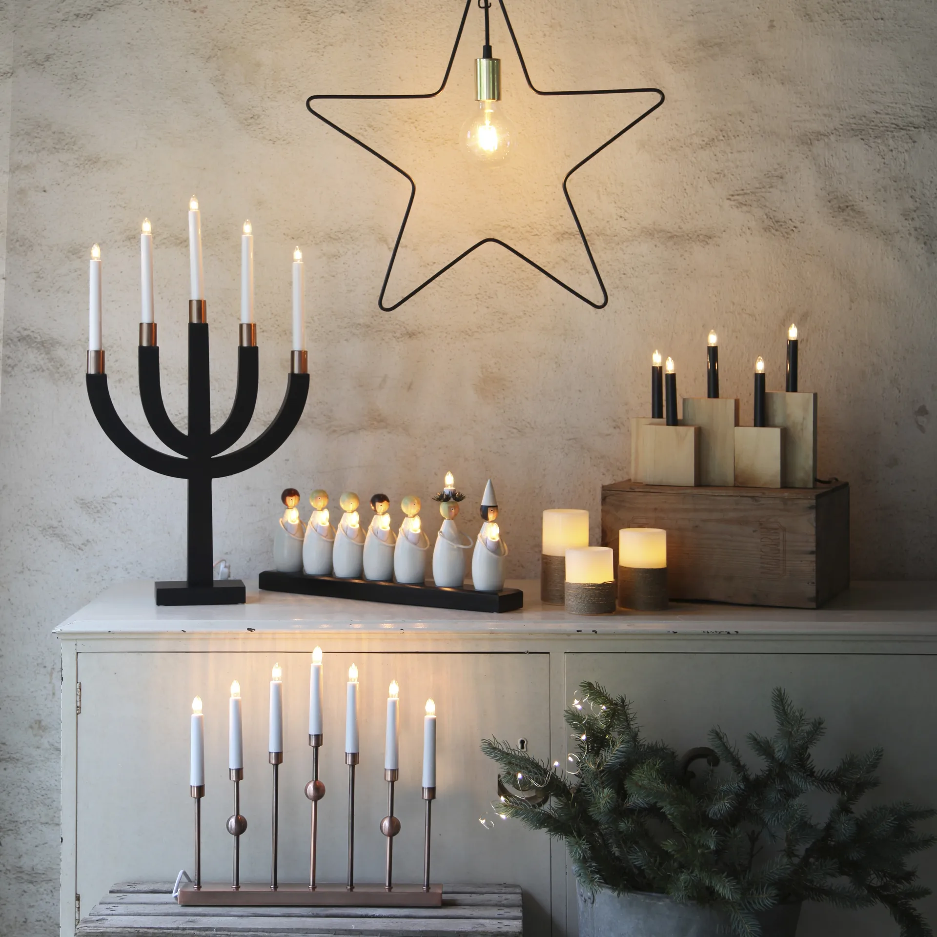 Luciatåg candle arch, white Star Trading