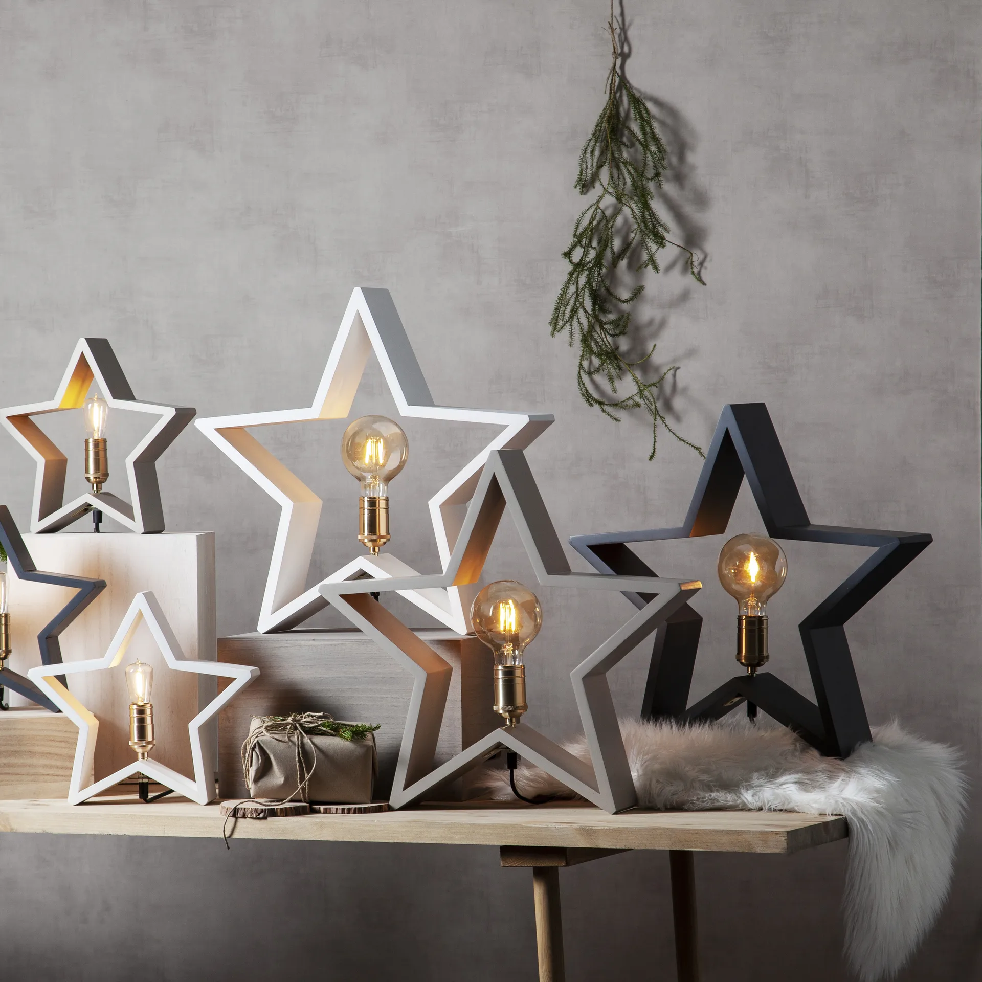 Lysekil advent star for table 48 cm, beige Star Trading