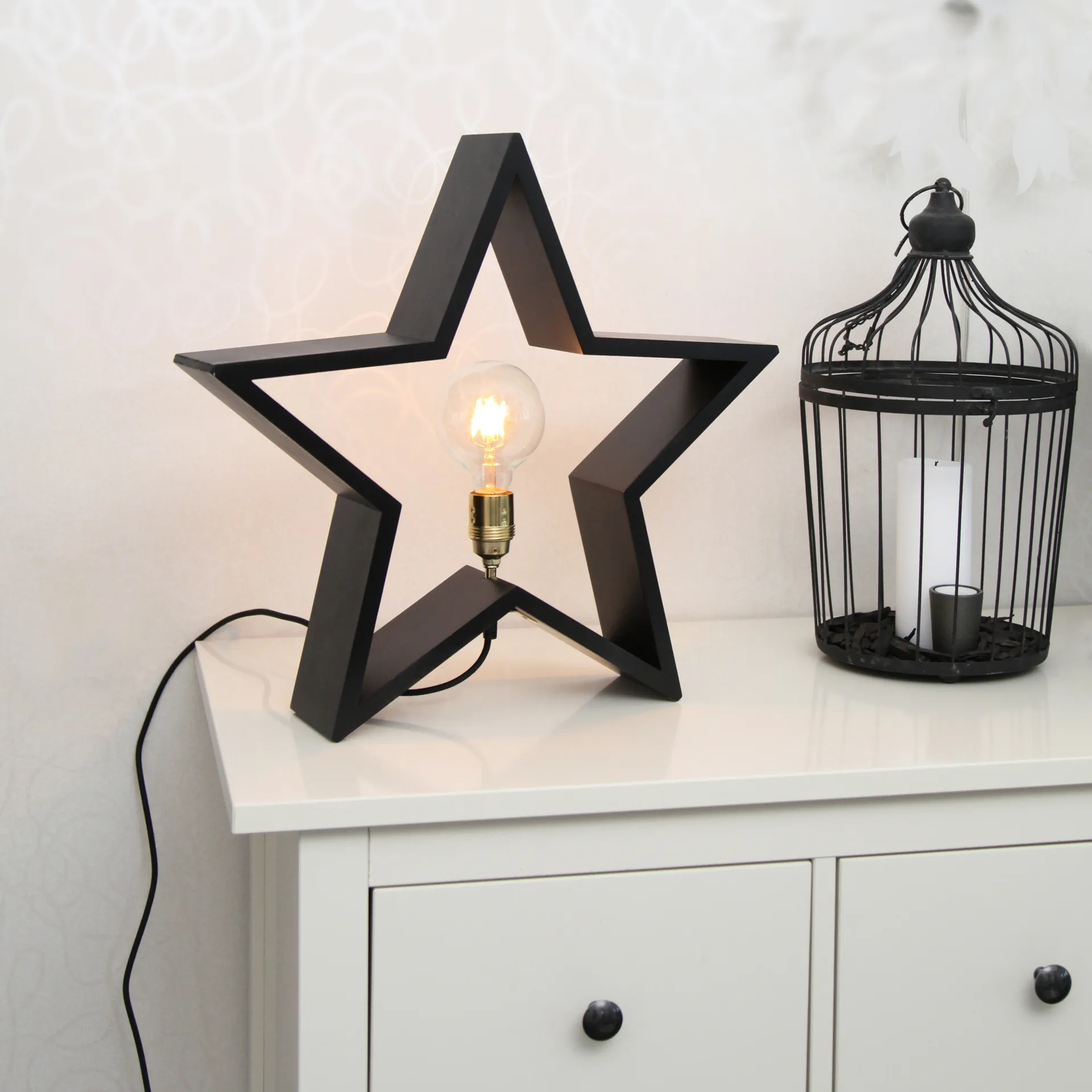 Lysekil advent star for table 48 cm, black Star Trading