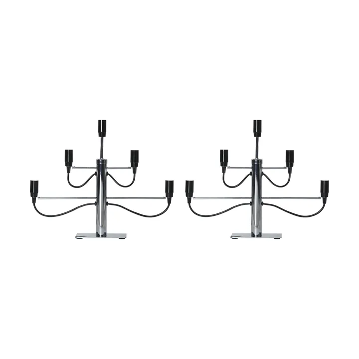 Milano 5 candlestick 46 cm 2-pack - Chrome - undefined - Star Trading