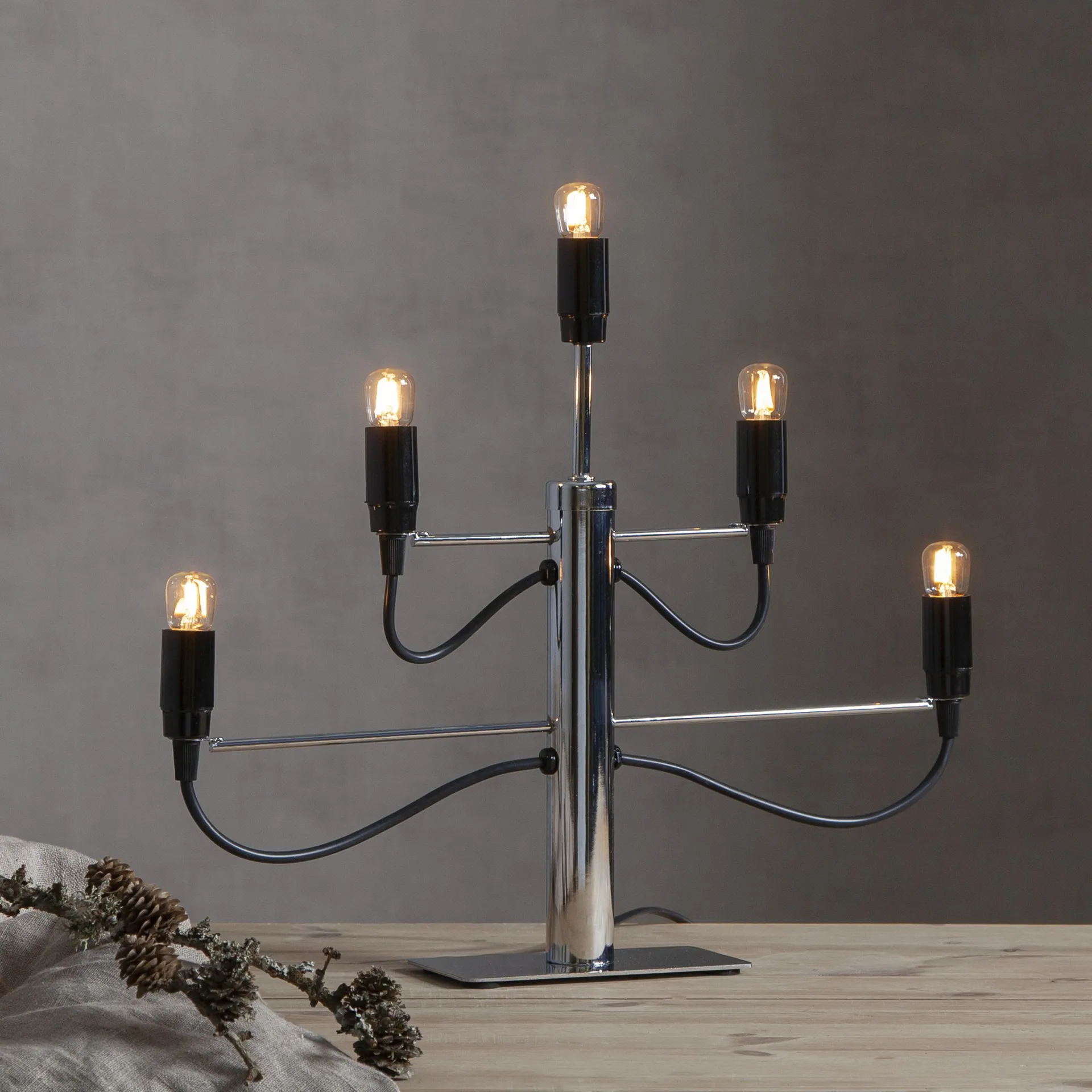 Milano 5 candlestick 46 cm 2-pack - Chrome Star Trading