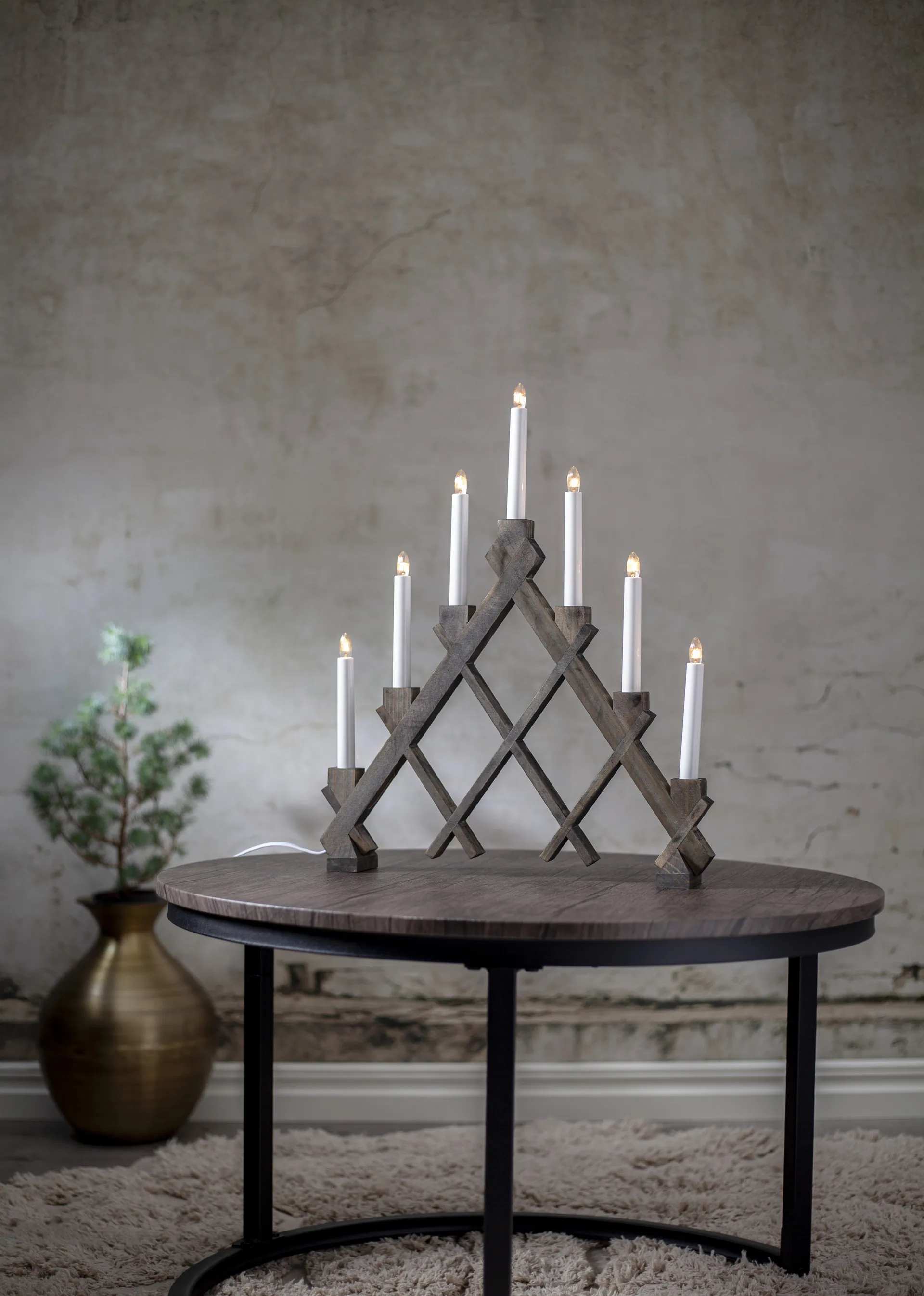 Rut 7 wooden candle holder 43 cm, Brown Star Trading