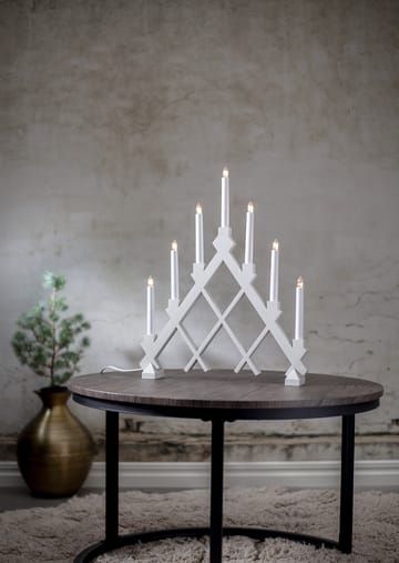 Rut 7 wooden candle holder 43 cm - White - Star Trading