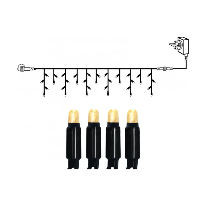 Star Trading Start System 24 icicle lights string 300x40 cm Black