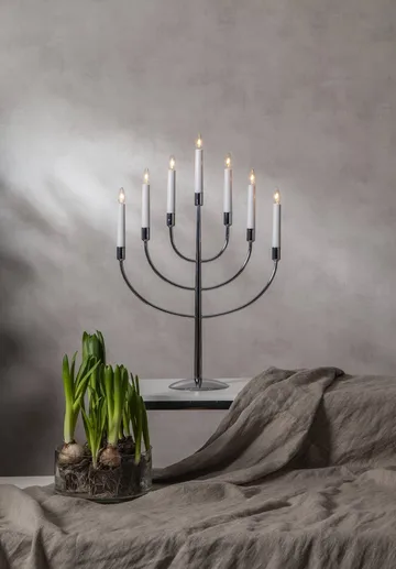 Titus candlestick 38 cm - Chrome metal - Star Trading