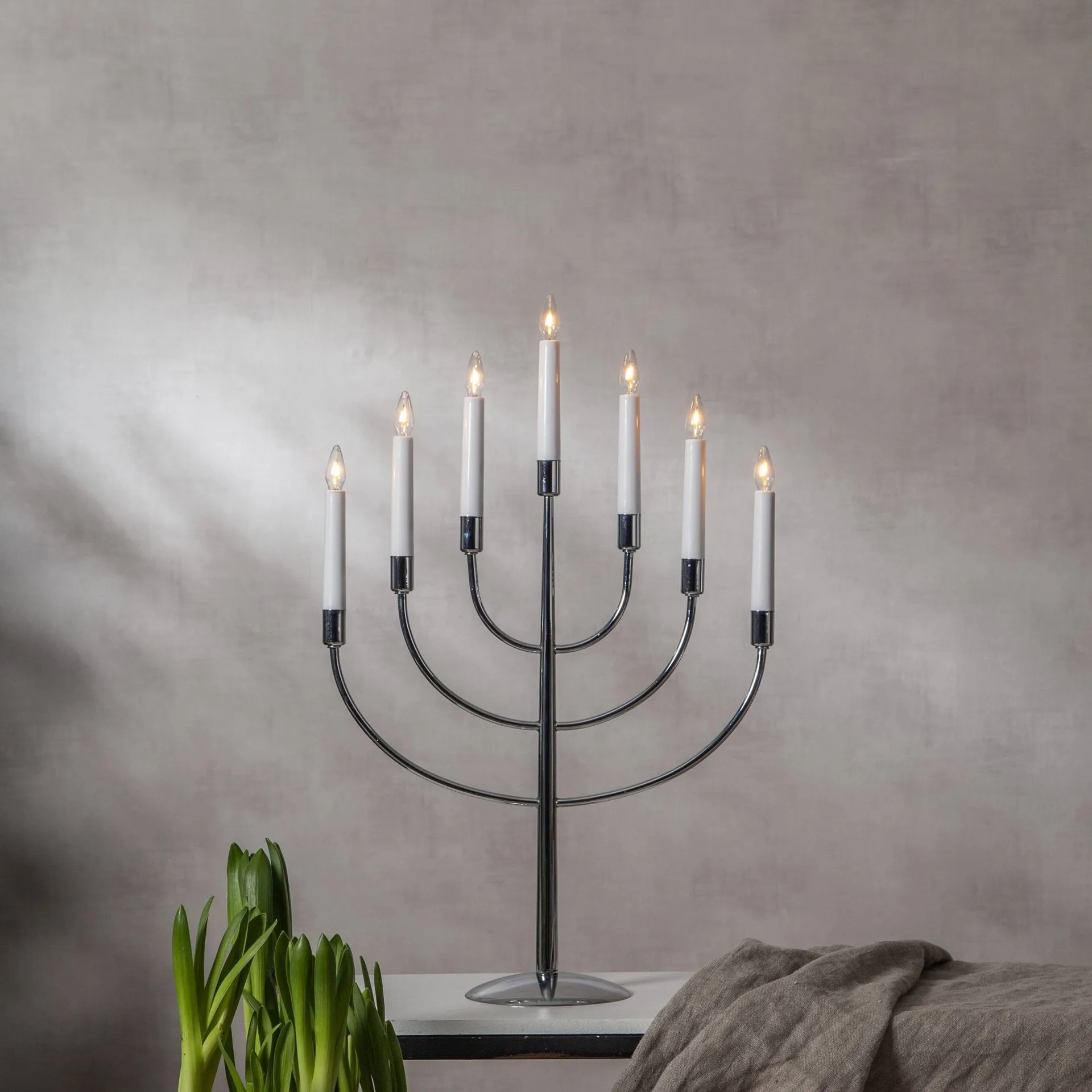 Titus candlestick 38 cm, Chrome metal Star Trading