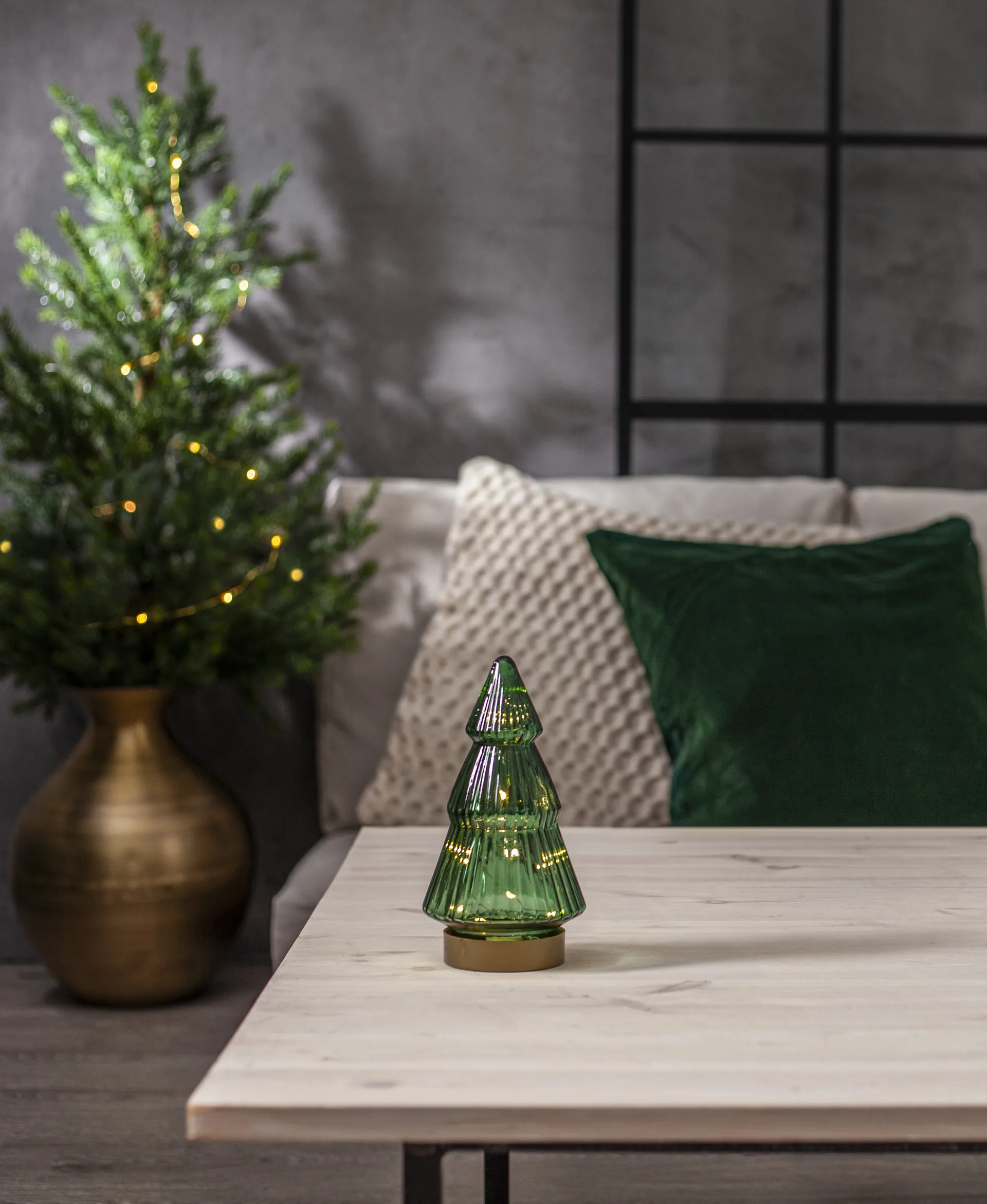 Verde glass decoration LED 20 cm, Green Star Trading