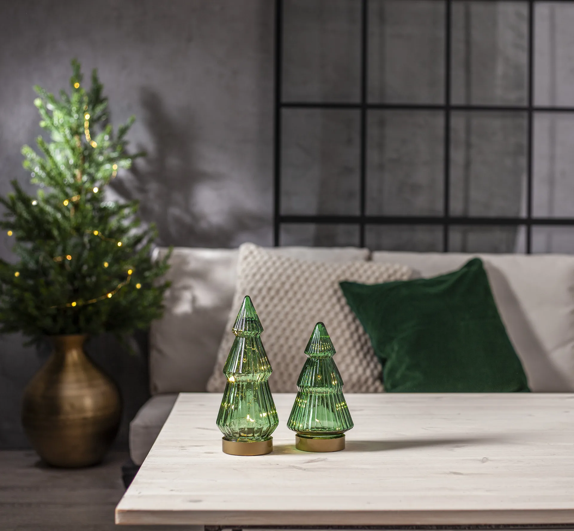 Verde glass decoration LED 20 cm, Green Star Trading