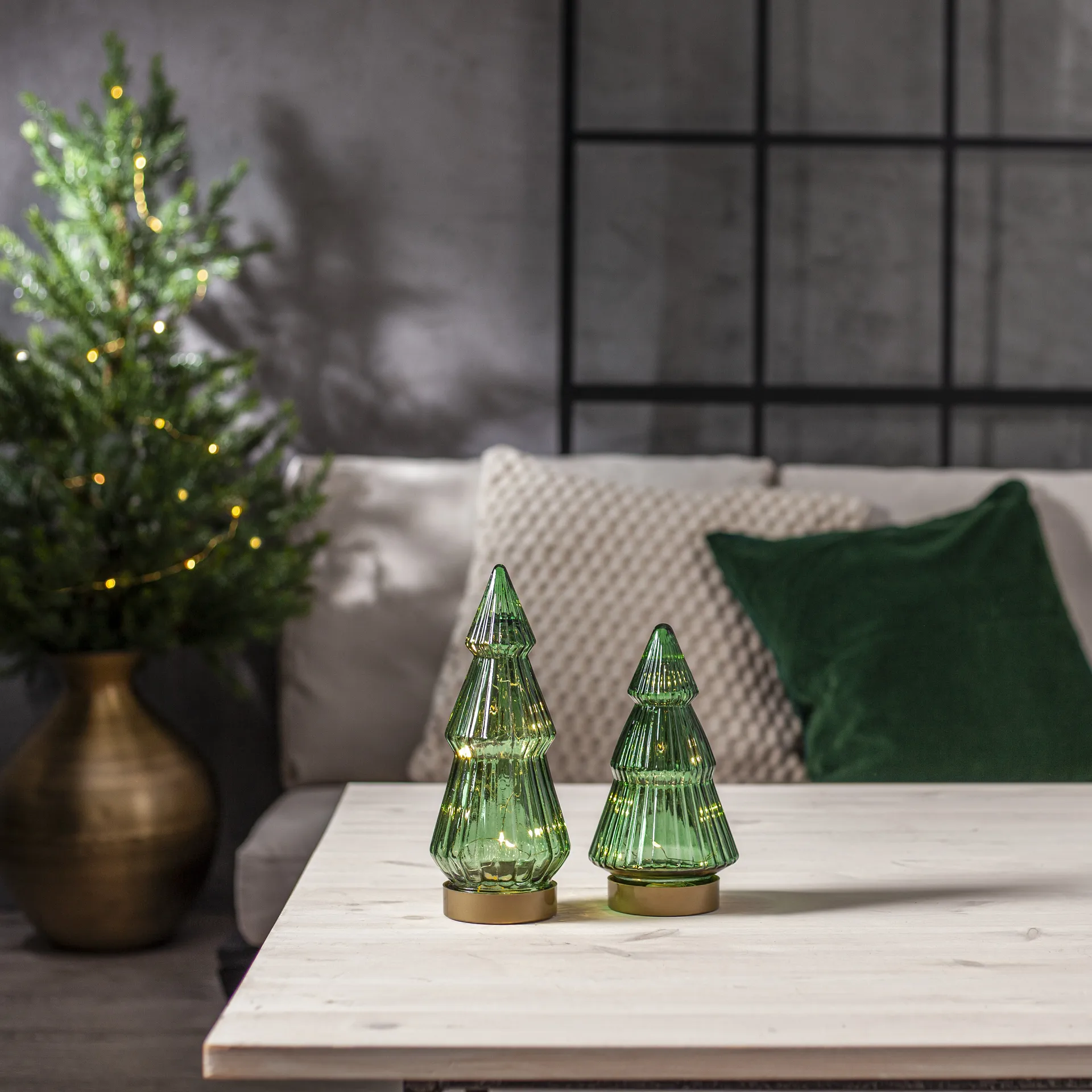 Verde glass decoration LED 24 cm, Green Star Trading