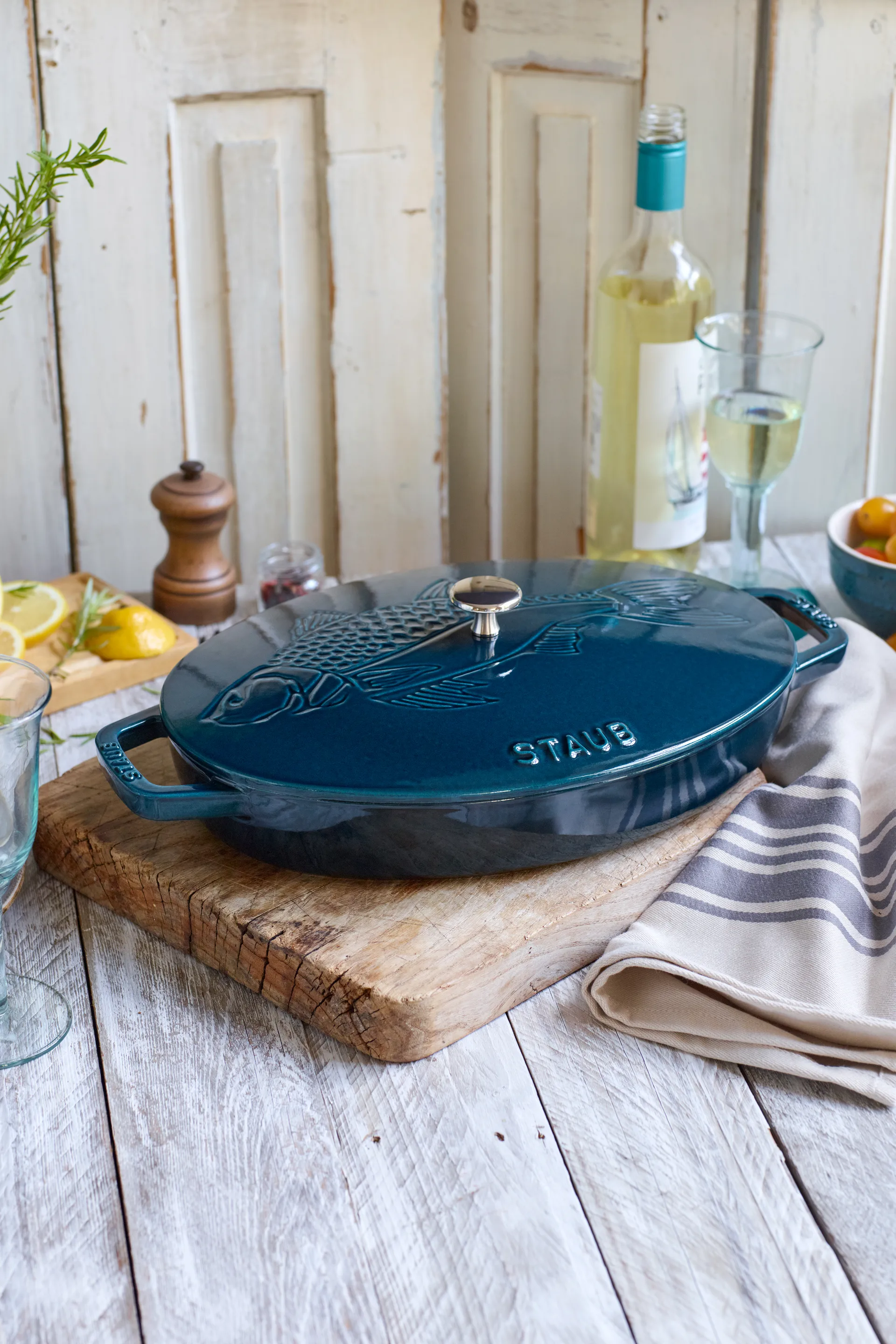 La Mer oval casserole dish - three layered enamel, 32 cm STAUB