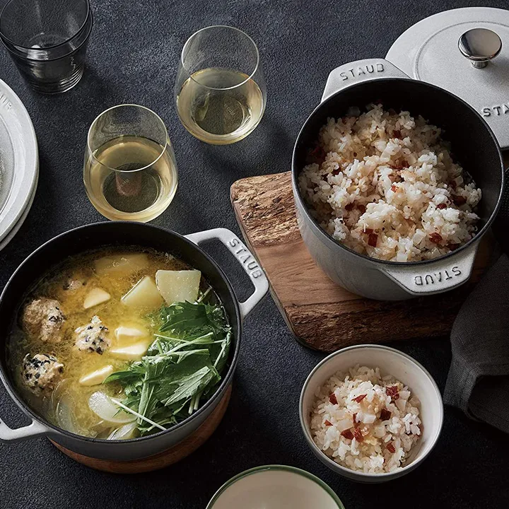 Rice White Truffle cocotte cast iron pot from STAUB