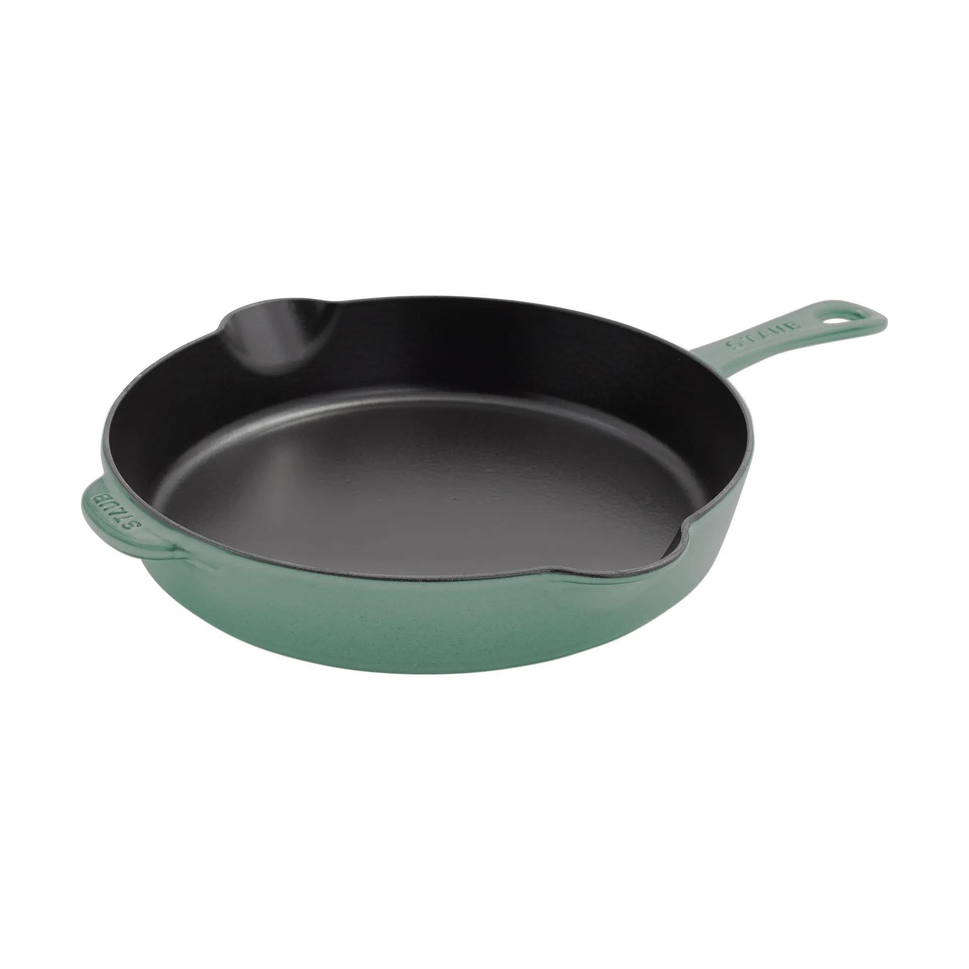 Staub frying pan cast iron with pouring lip Ø28 cm, Eucalyptus wood STAUB