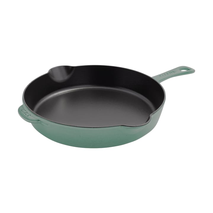 Staub frying pan cast iron with pouring lip Ø28 cm - Eucalyptus wood - STAUB