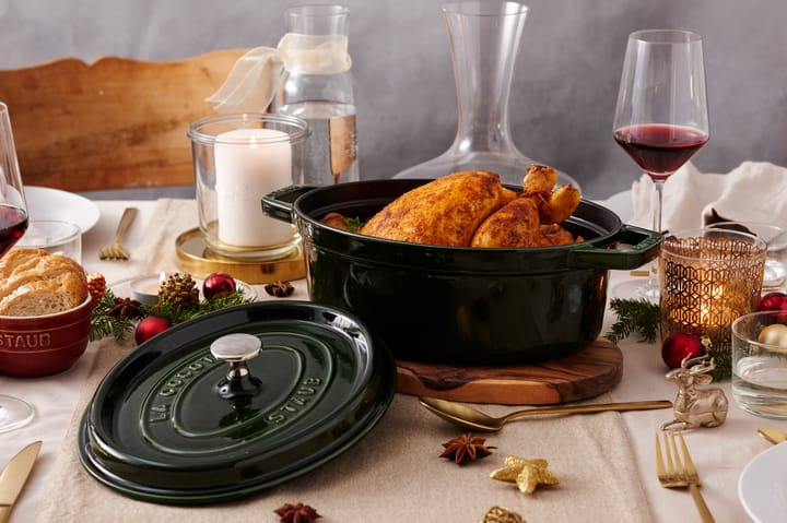 Staub La Cocotte oval cast iron pot 4.2 L, Basil green STAUB