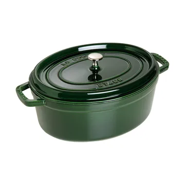 Staub La Cocotte oval cast iron pot 6.7 L - Basil green - STAUB