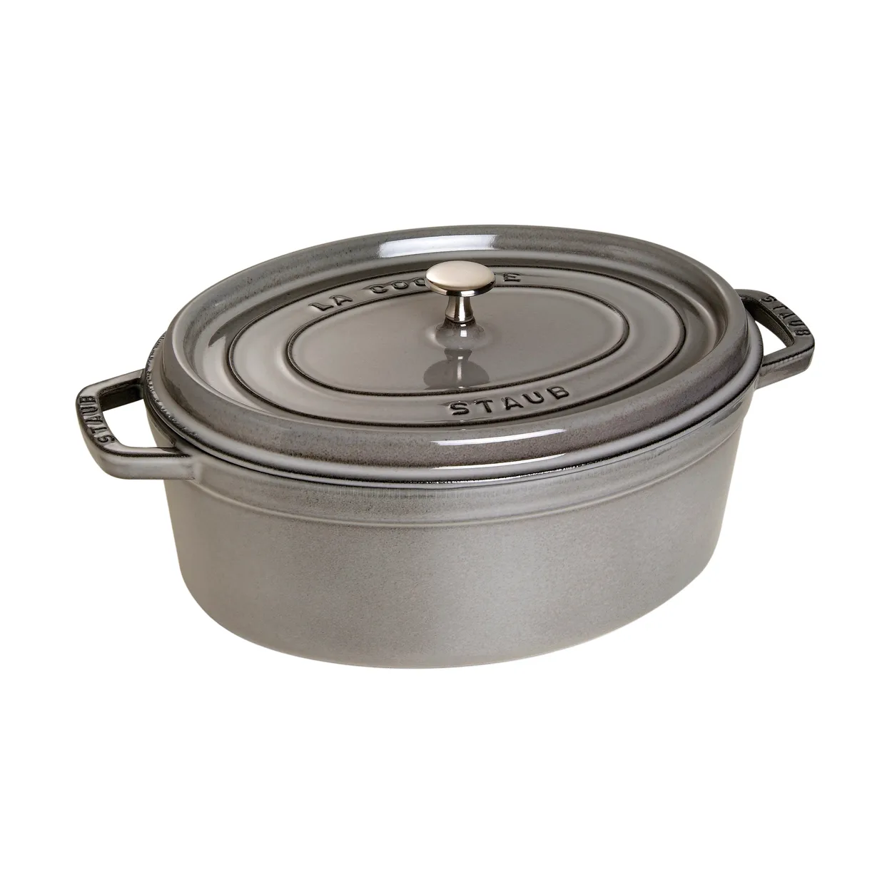 Staub La Cocotte oval cast iron pot 6.7 L Graphite gray