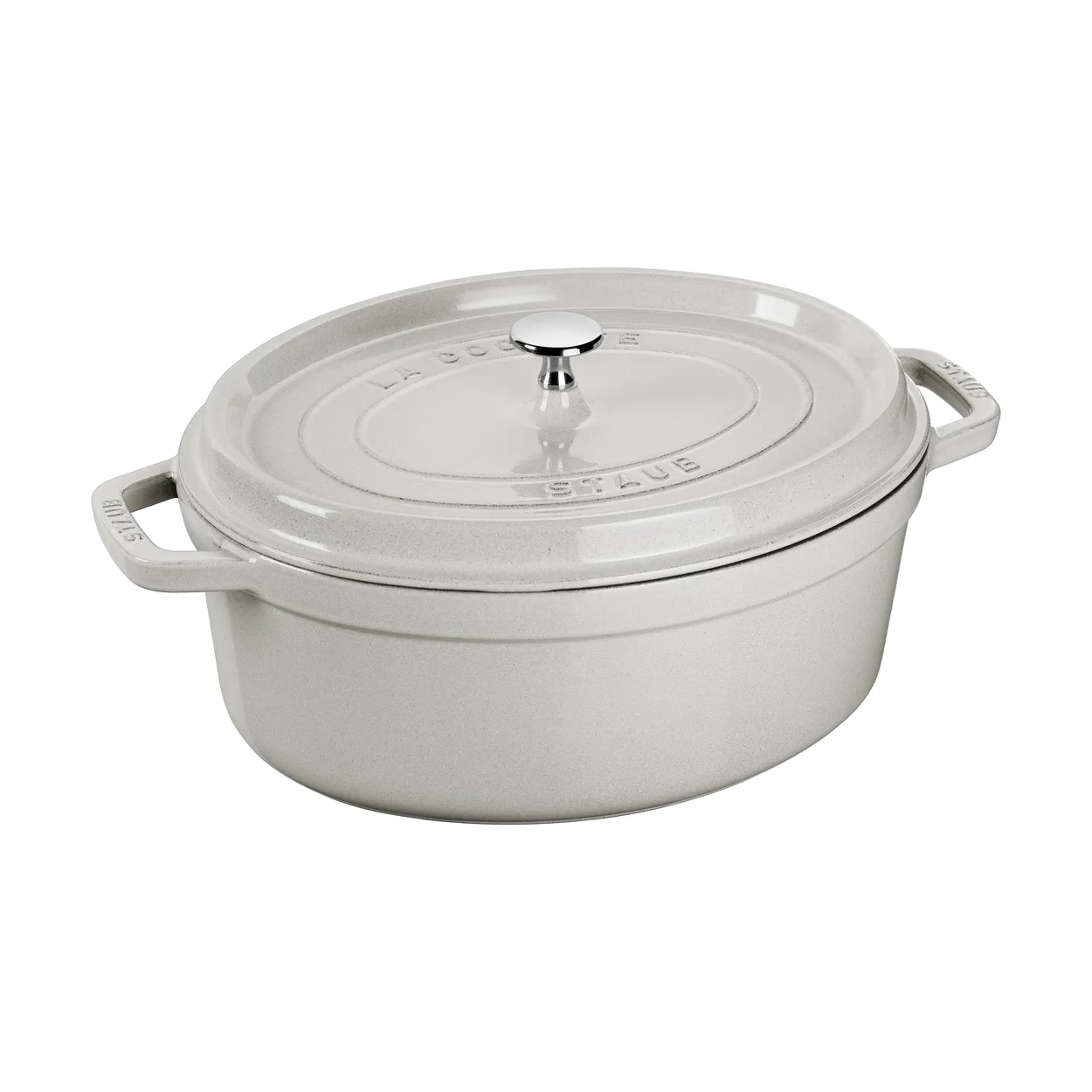 Staub La Cocotte oval cast iron pot 6.7 L White truffle