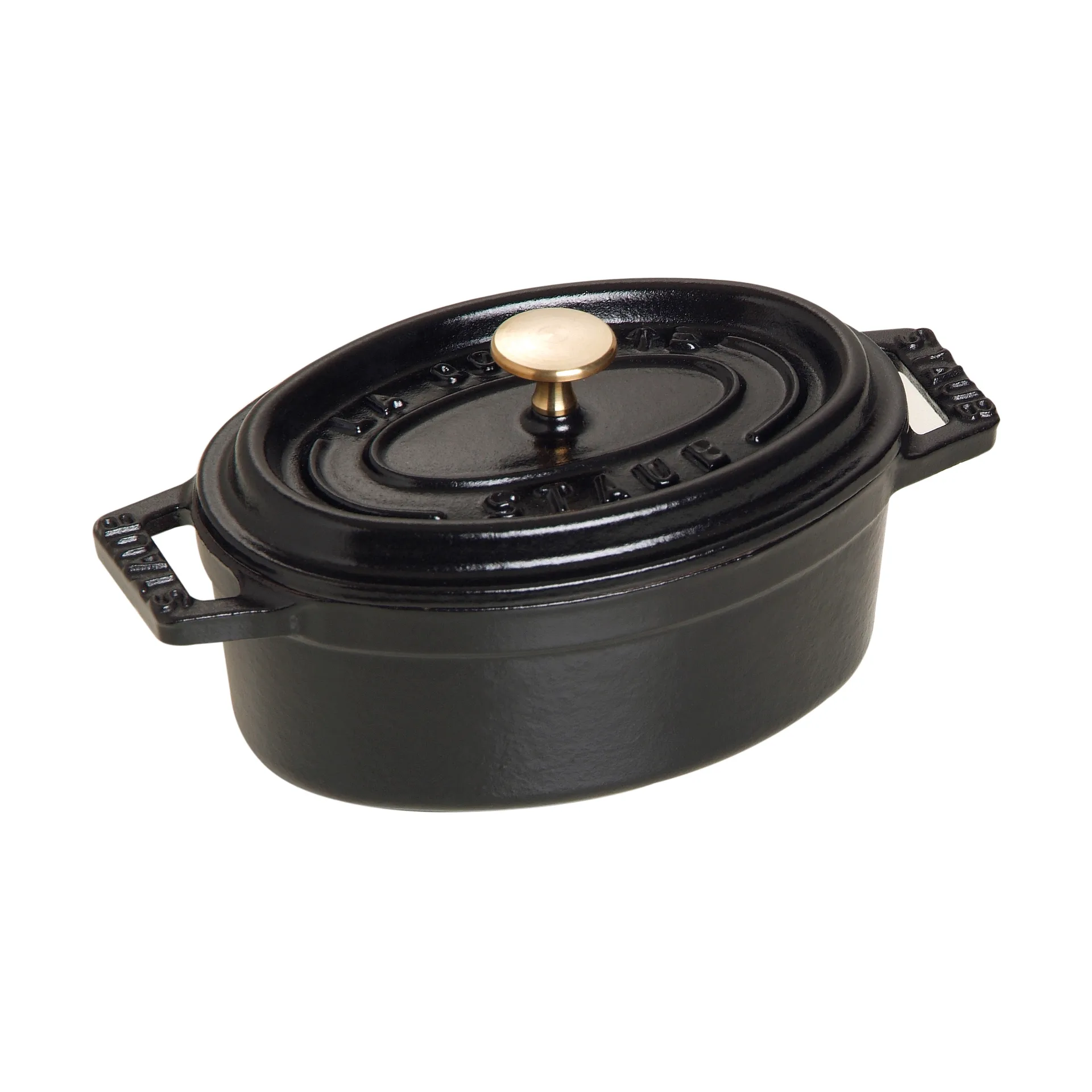 Staub La Cocotte oval mini casserole cast iron 0.25 L, Black STAUB