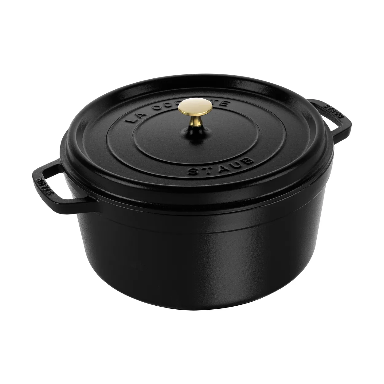 Staub La Cocotte round casserole cast iron 12.6 L Black