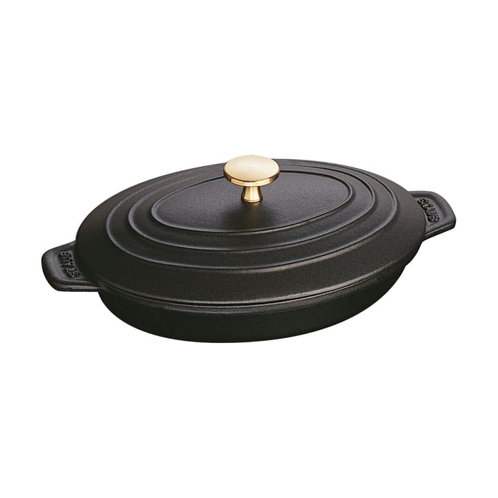 Staub oval cast iron baking dish with lid 23 cm - Black - STAUB