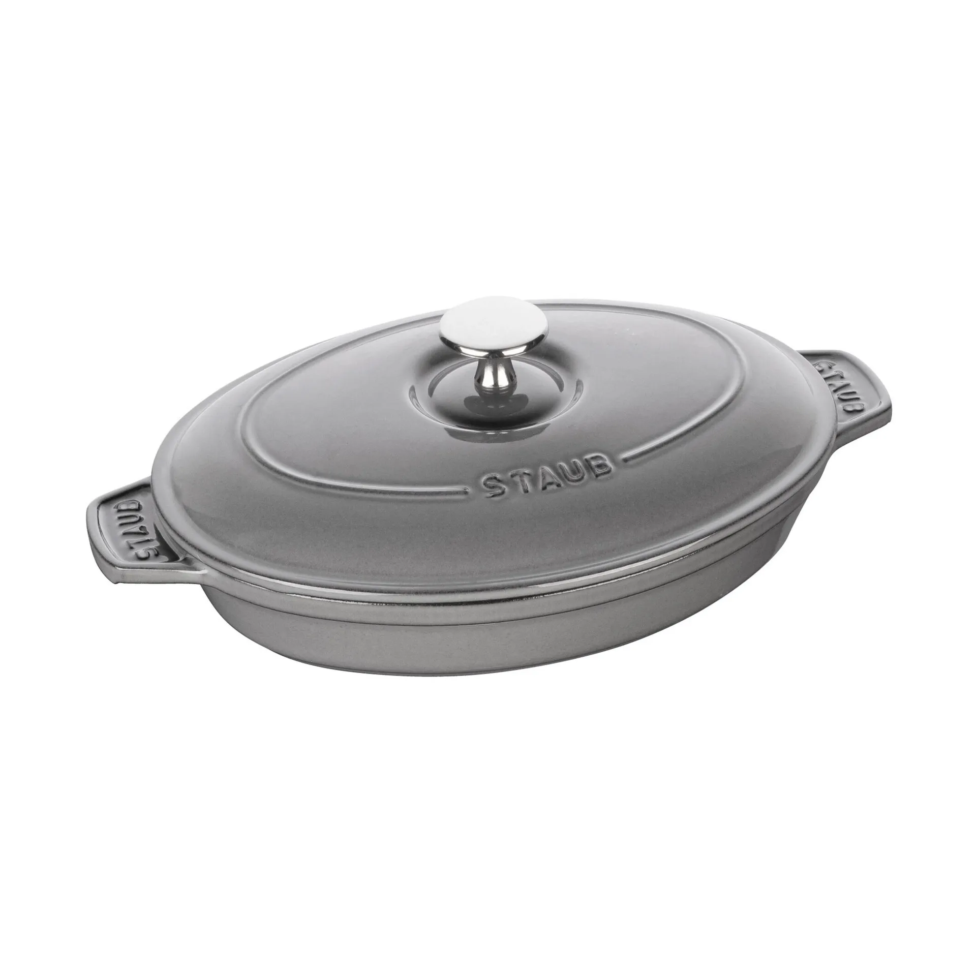 Staub oval cast iron baking dish with lid 23 cm, Graphite gray STAUB
