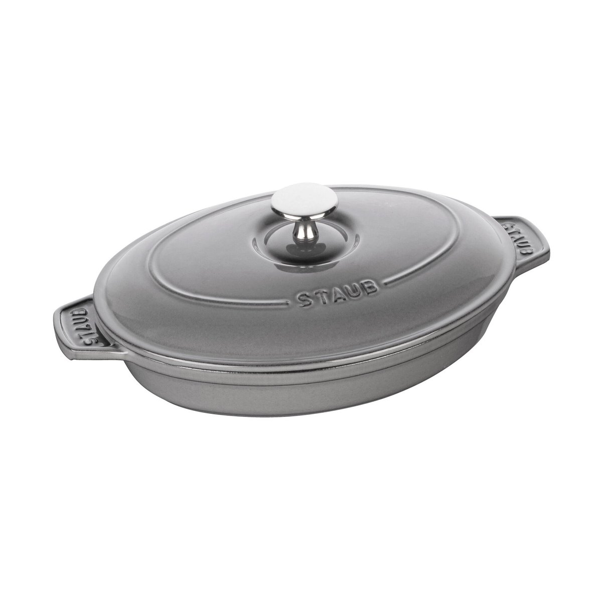 Staub oval cast iron baking dish with lid 23 cm Graphite gray