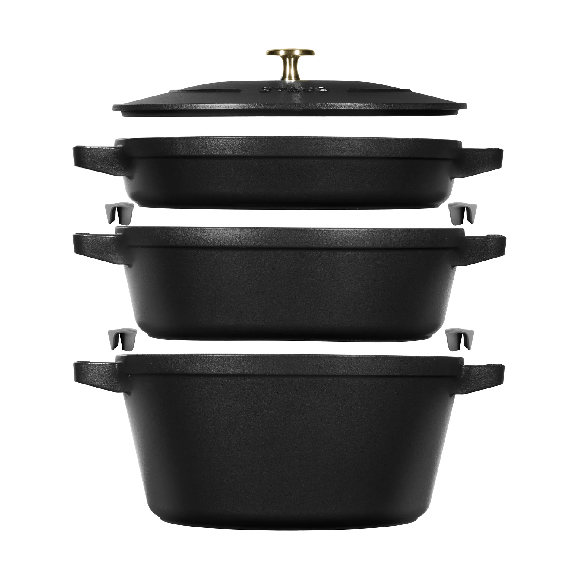 Staub Pot & saucepan set stackable 5 pieces, Black STAUB