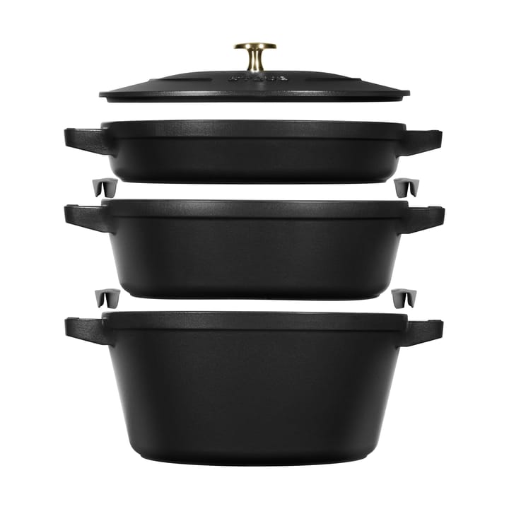 Staub Pot & saucepan set stackable 5 pieces - Black - STAUB
